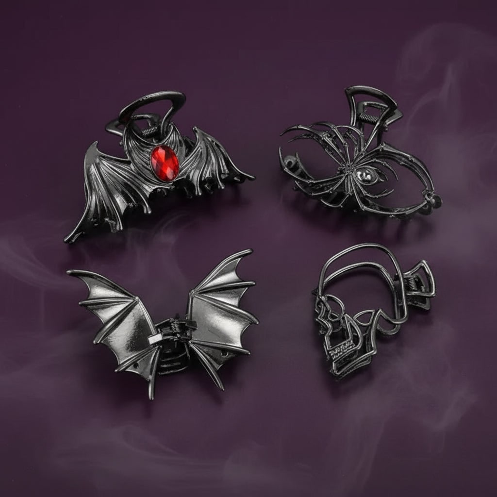 Gothic-Inspired Halloween Hair Clips with Spooky Design Elements