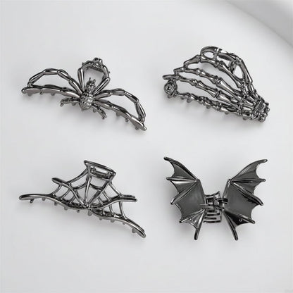 Ghoulishly Chic Halloween Hair Clips with Skeleton & Bat Designs