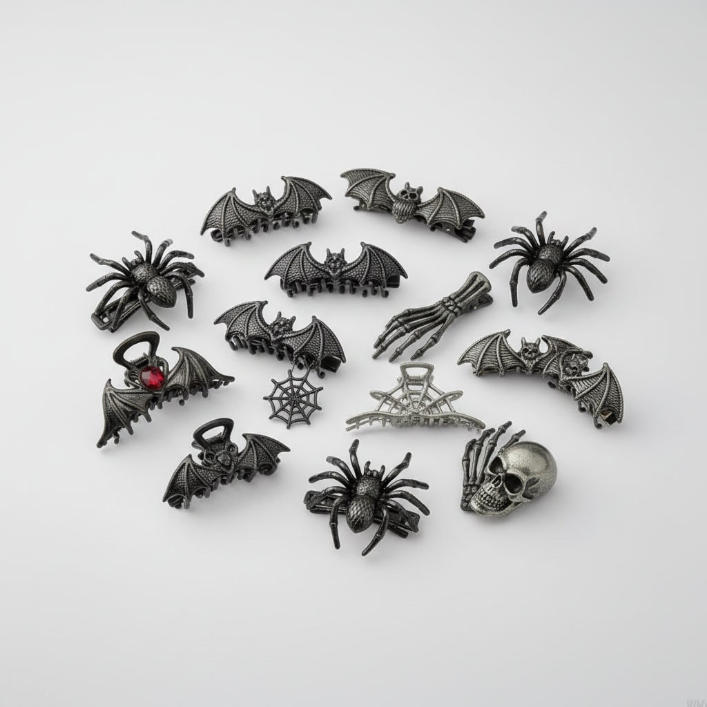 Gothic-Inspired Halloween Hair Clips with Spooky Design Elements