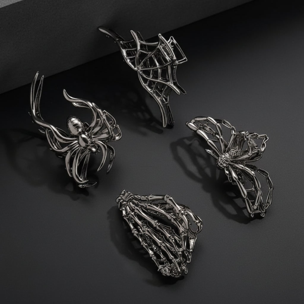 Gothic-Inspired Halloween Hair Clips with Spooky Design Elements