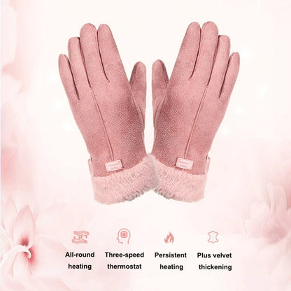 Elegant Battery-Powered Heated Gloves for Women with Luxurious Cuffs