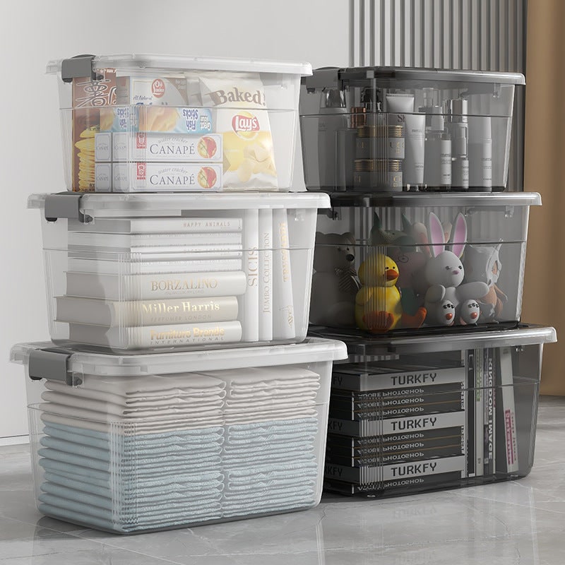 Versatile Plastic Storage Container with Secure Lid and Handle