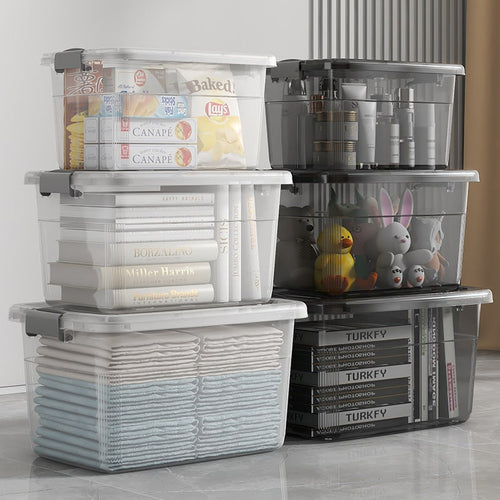 Versatile Plastic Storage Container with Secure Lid and Handle