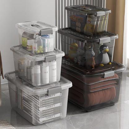 Versatile Plastic Storage Container with Secure Lid and Handle