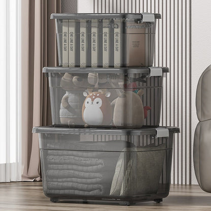 Versatile Plastic Storage Container with Secure Lid and Handle