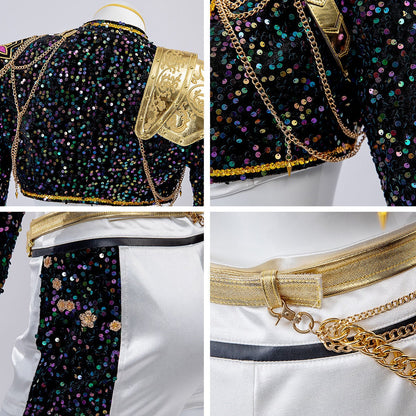 Shimmering Dance Ensemble for Women: Crop Top, Shorts & Belt Set