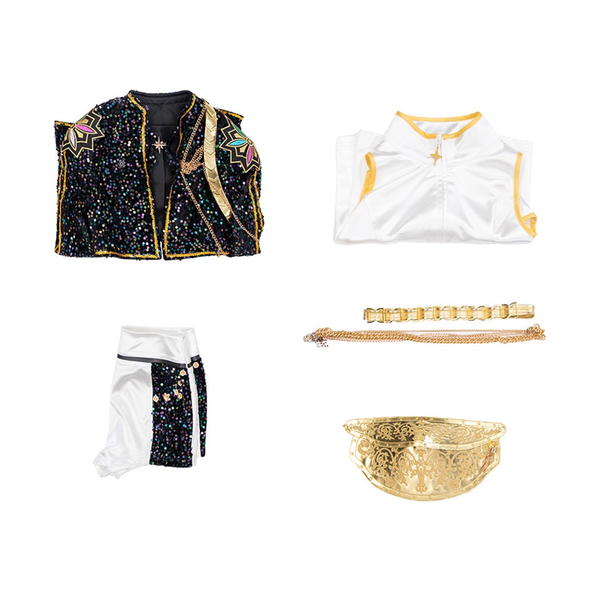 Shimmering Dance Ensemble for Women: Crop Top, Shorts & Belt Set