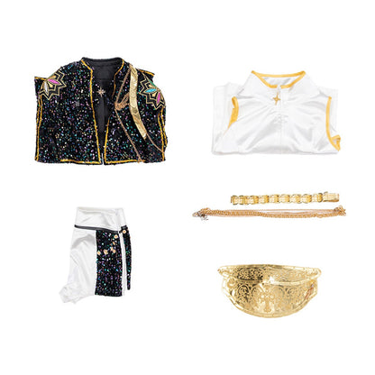Shimmering Dance Ensemble for Women: Crop Top, Shorts & Belt Set