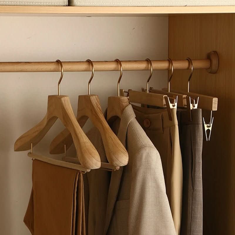 Elegant Wooden Hangers for Suits and Coats with Pants Bar