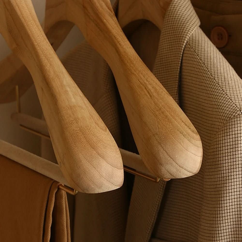 Elegant Wooden Hangers for Suits and Coats with Pants Bar