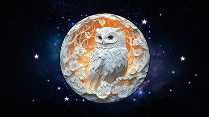 Artistic Circular Puzzle Featuring an Elegant Owl Design