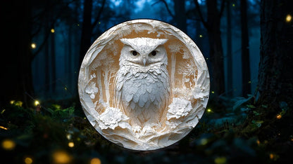 Artistic Circular Puzzle Featuring an Elegant Owl Design