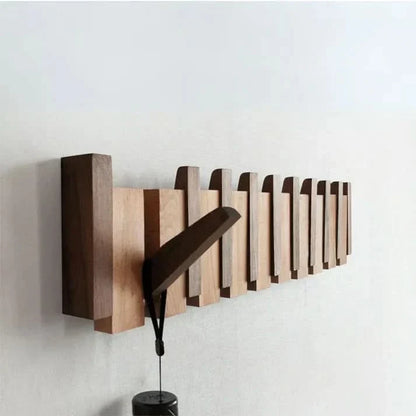 Wooden Wall-Mounted Coat Rack in Piano Design for Storage