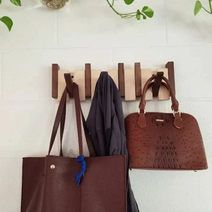 Wooden Wall-Mounted Coat Rack in Piano Design for Storage