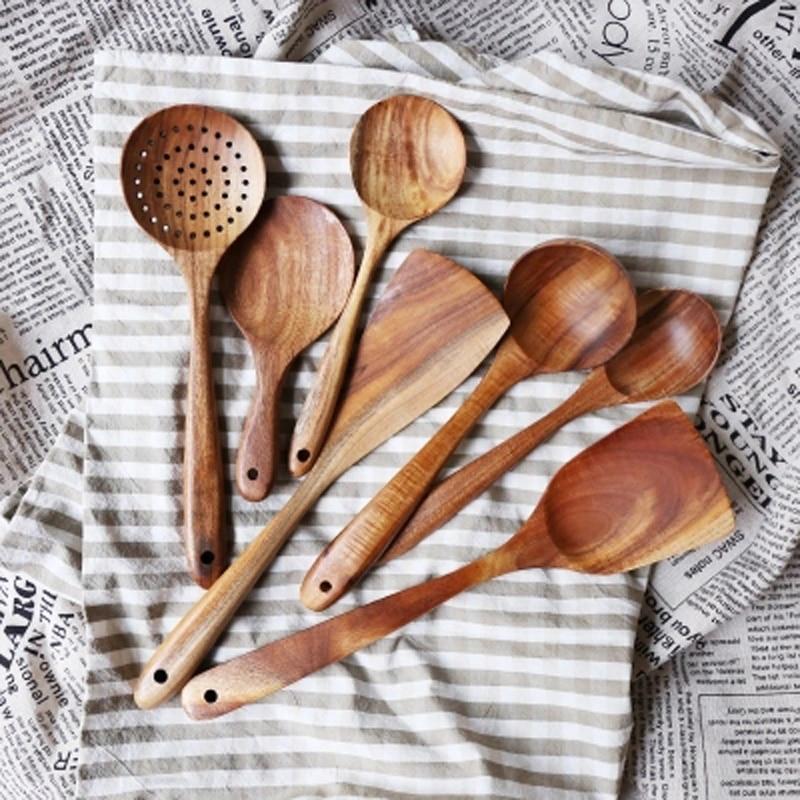Kitchen Utensil Set Made of Teak Wood