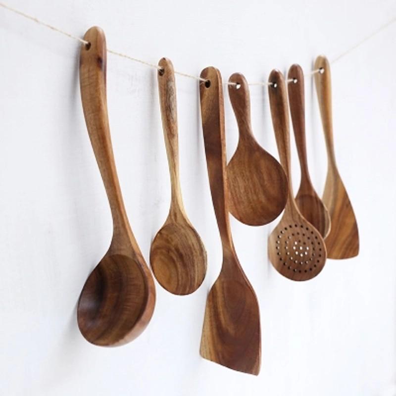Kitchen Utensil Set Made of Teak Wood