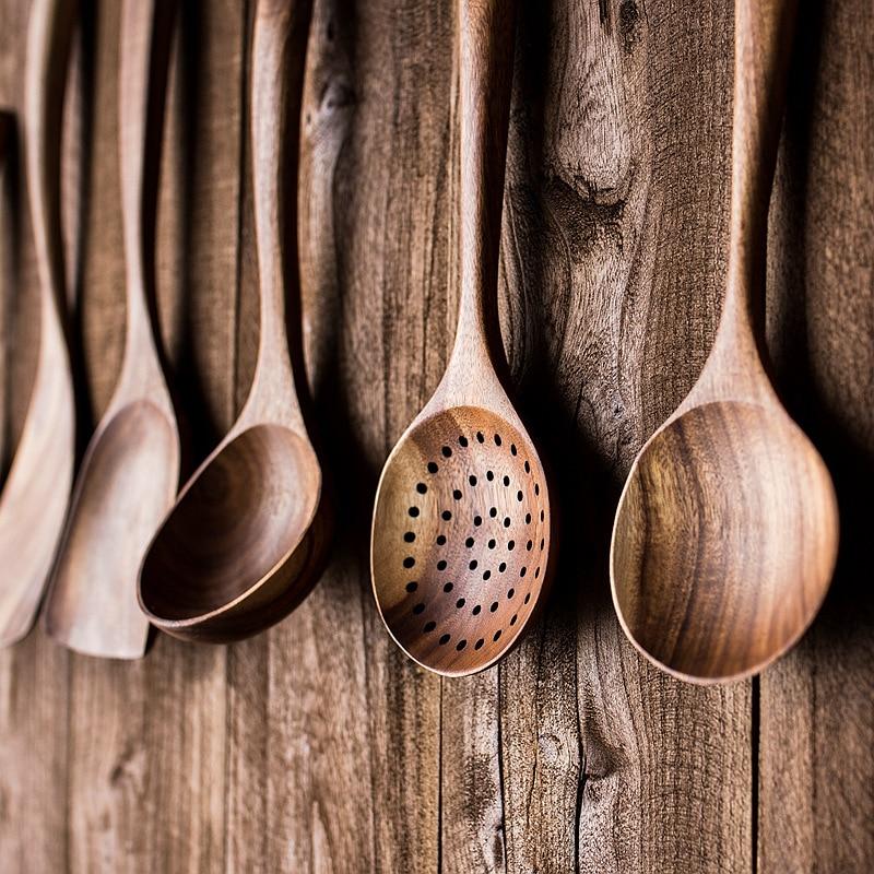 Kitchen Utensil Set Made of Teak Wood