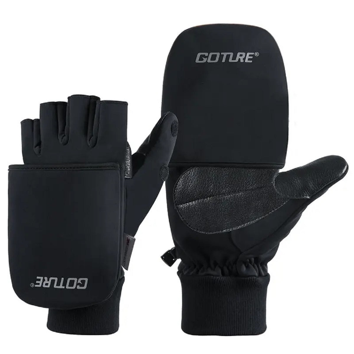 Waterproof Fingerless Gloves - Warm Convertible Mittens