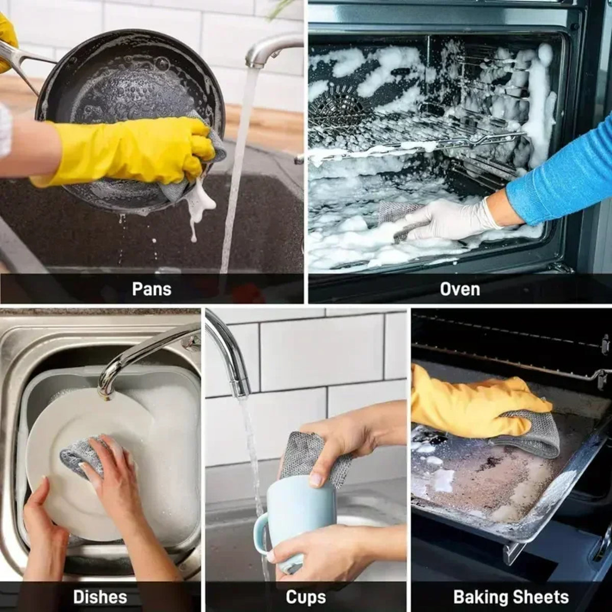 Double-Layer Silver Fiber Dishcloths - Steel Wire Cleaning Cloths for Kitchen