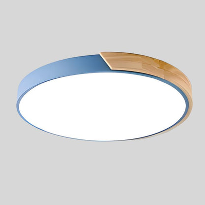 Nordic Style Circular LED Ceiling Light in Wooden Finish