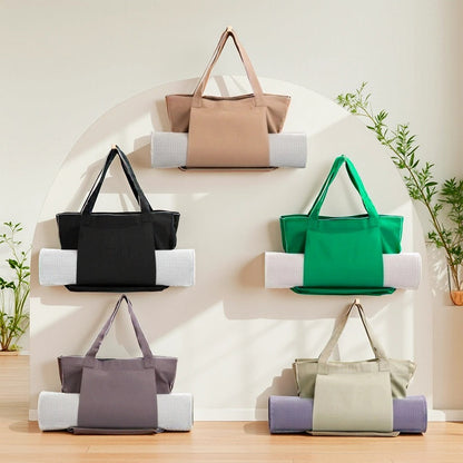 Canvas Yoga Mat Tote with Adjustable Strap & Extra Storage for Travel