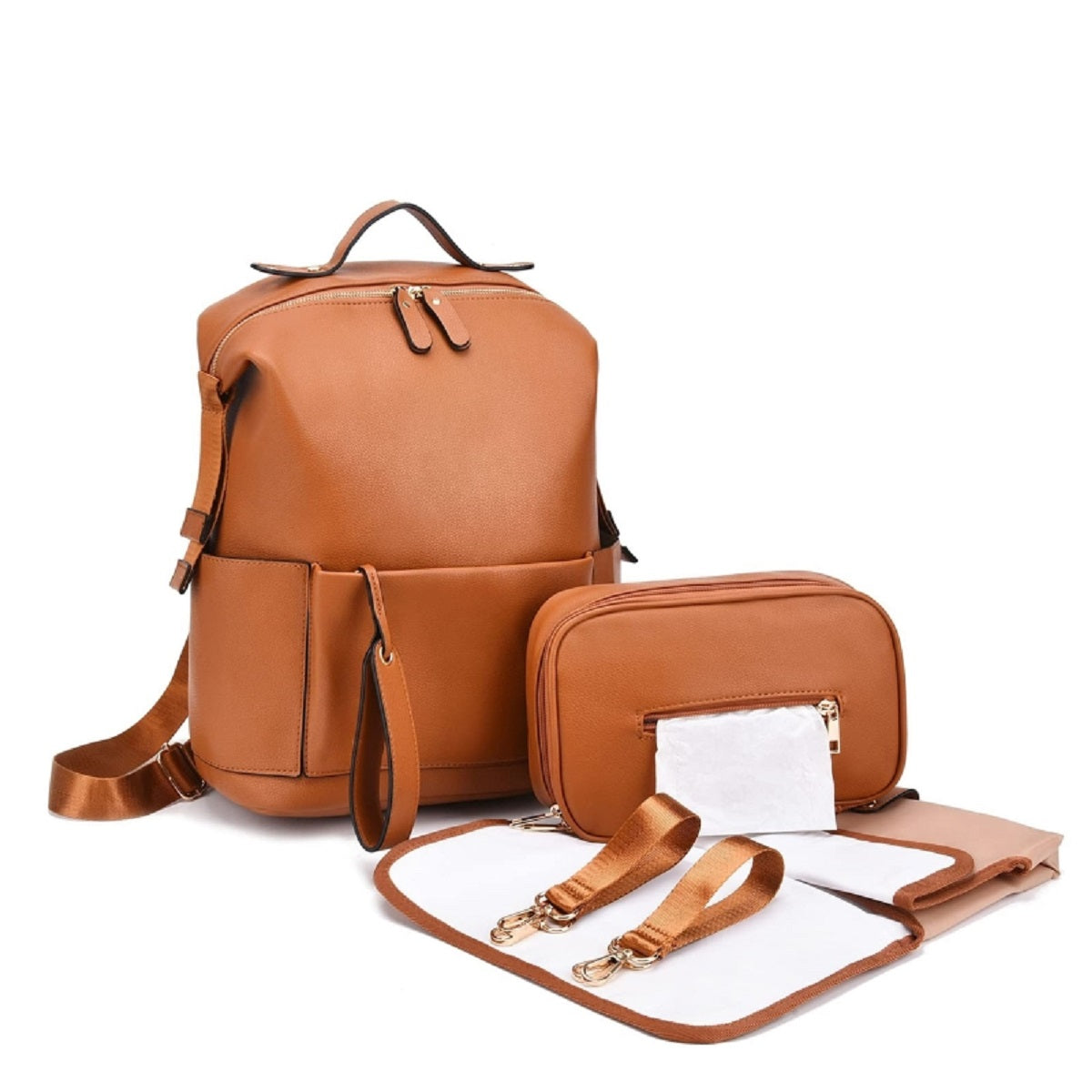Travel Backpack for Maternity - Versatile Leather Diaper Bag