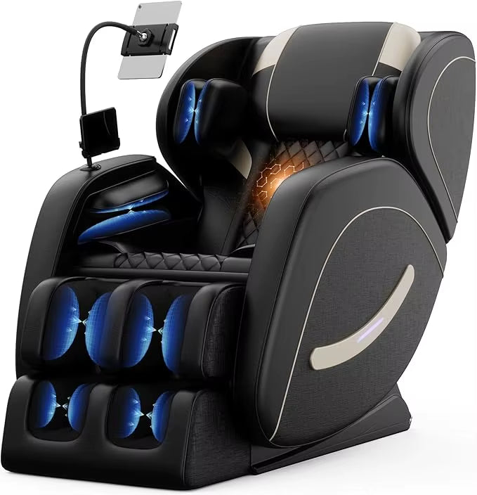 Full Body Massage Chair with Zero Gravity, 6 Rollers, 24 Airbags, Heating for Waist and Legs, Foot Rollers, Bluetooth and Touchscreen