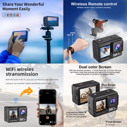 5K Ultra-HD Action Camera for Skiing and Outdoor Adventures