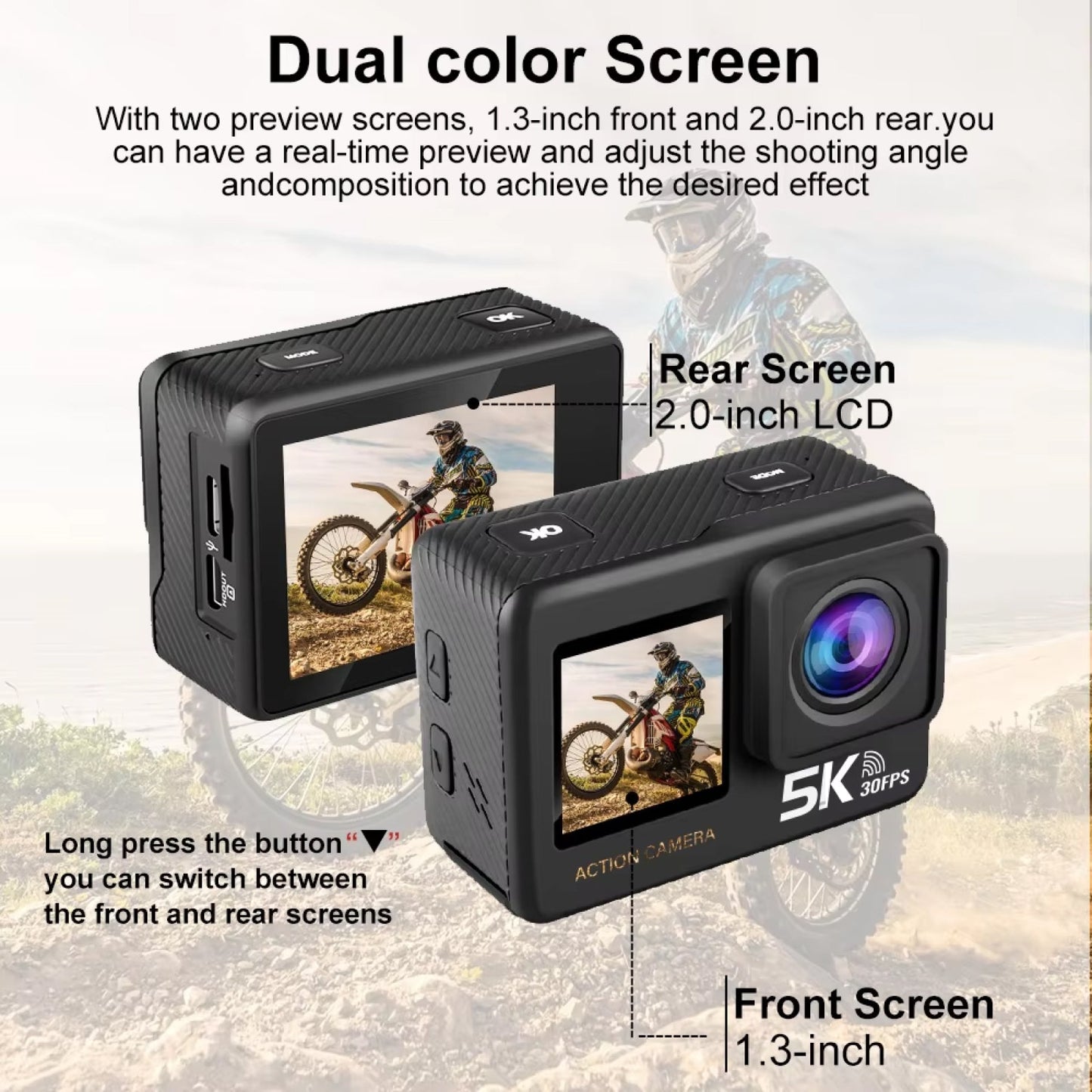5K Ultra-HD Action Camera for Skiing and Outdoor Adventures