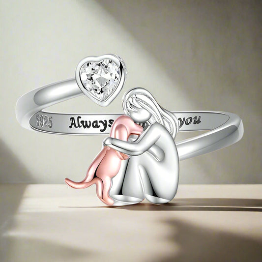 Adjustable Dog Ring – Always in My Heart with Zirconia Stones