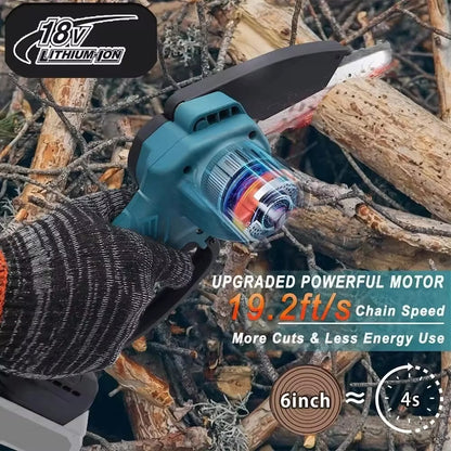6-Inch Cordless Mini Chainsaw Compatible with Makita