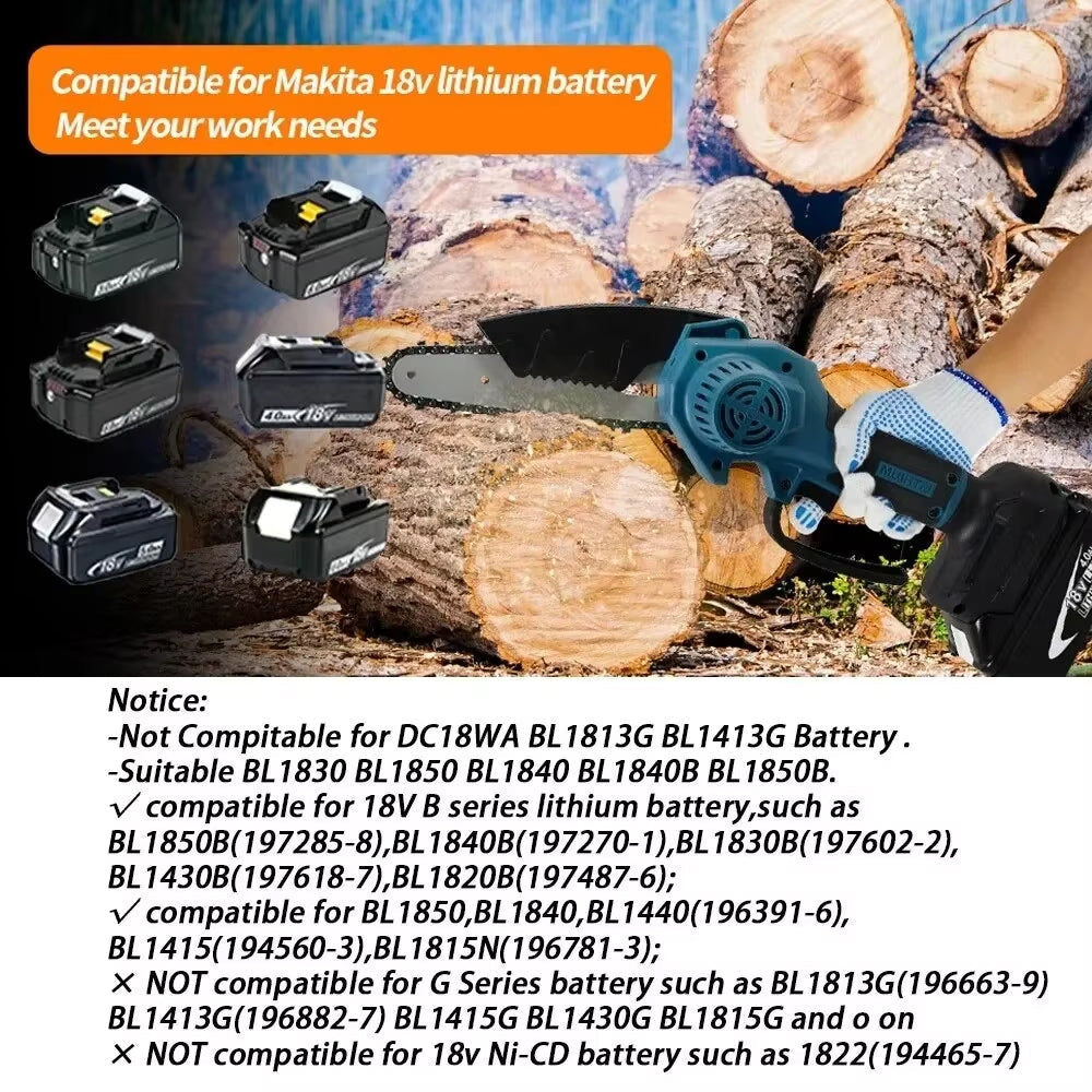6-Inch Cordless Mini Chainsaw Compatible with Makita