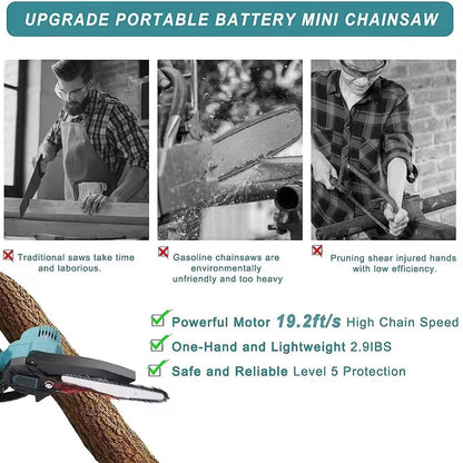 6-Inch Cordless Mini Chainsaw Compatible with Makita