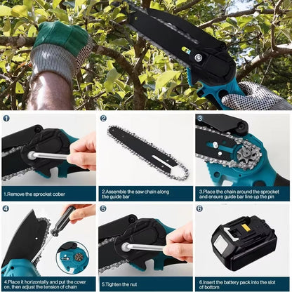 6-Inch Cordless Mini Chainsaw Compatible with Makita