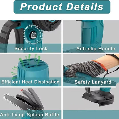 6-Inch Cordless Mini Chainsaw Compatible with Makita