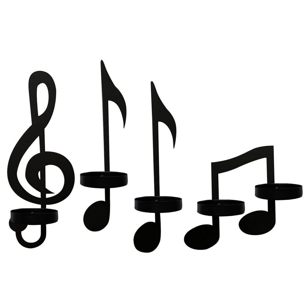 Black Musical Notes Wall Candle Holder